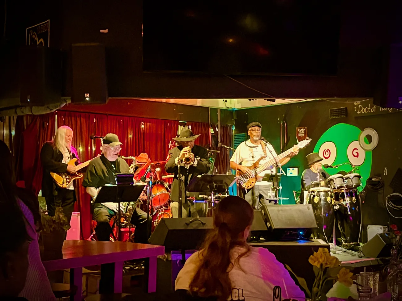 Buckner Funkenjazz on stage at Odie's Music Grill.