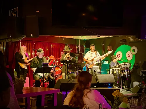 Buckner Funkenjazz on stage at Odie's Music Grill.