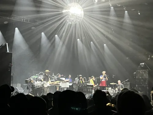 LCD Soundsystem on stage at The Armory.