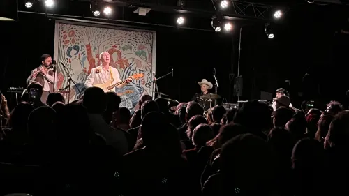 Jens Lekman on stage at Amsterdam Bar and Hall. 